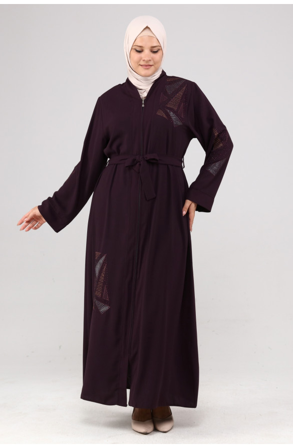 JAMİLA NAKIŞLI TAŞLI YAZLIK FERACE - MÜRDÜM