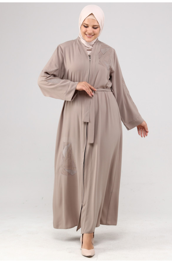 JAMİLA NAKIŞLI TAŞLI YAZLIK FERACE - BEJ