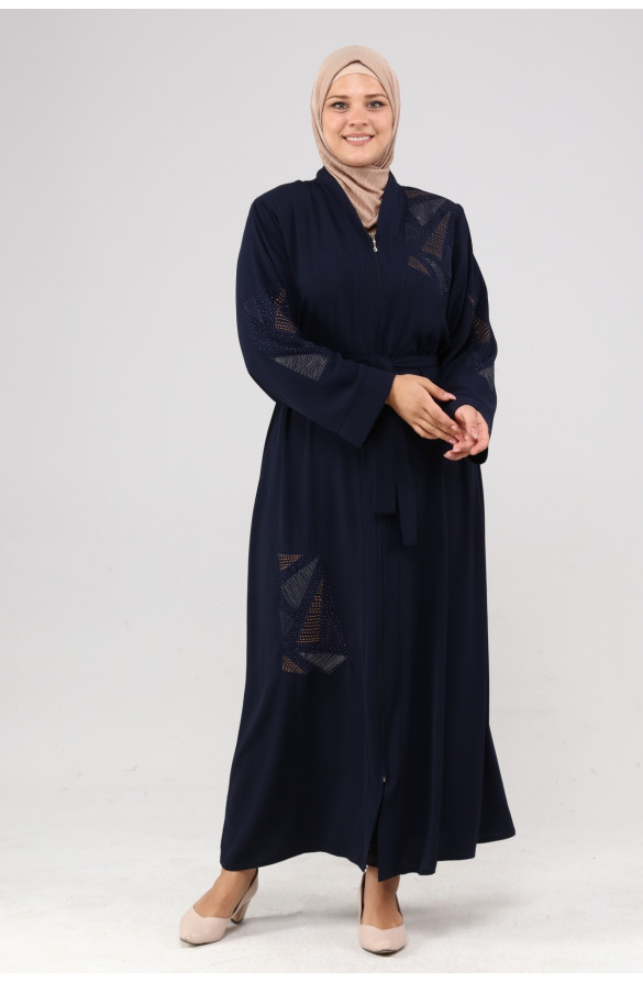JAMİLA NAKIŞLI TAŞLI YAZLIK FERACE - LACİVERT