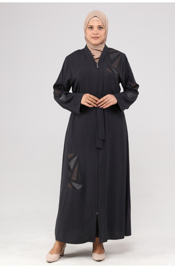 JAMİLA NAKIŞLI TAŞLI YAZLIK FERACE - ANTRASİT