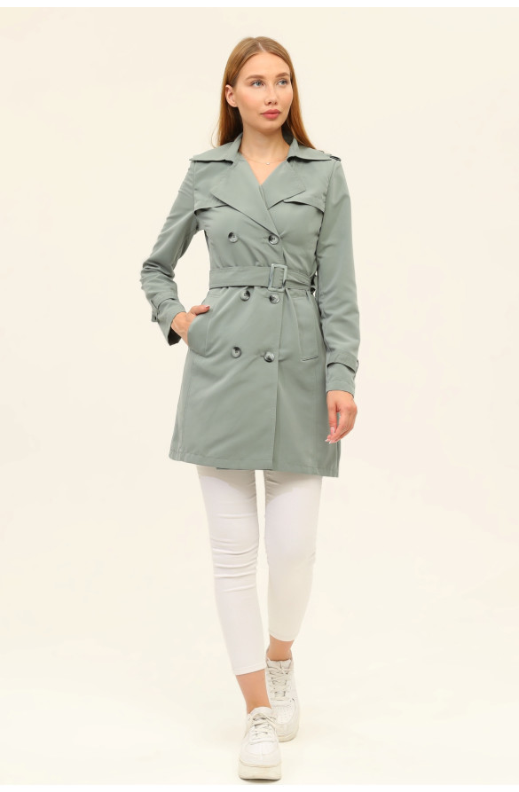 1. SINIF PAMUKLU GABARDİN ASTARSIZ KISA YAZLIK KADIN TRENÇKOT - RETRO