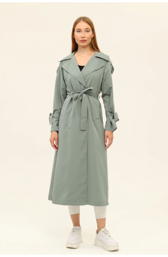 1. SINIF PAMUKLU GABARDİN YAZLIK ASTARSIZ KADIN TRENÇKOT - RETRO RENGİ