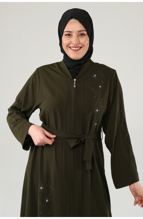 NAKIŞLI TAŞLI FERMUARLI FERACE - HAKİ