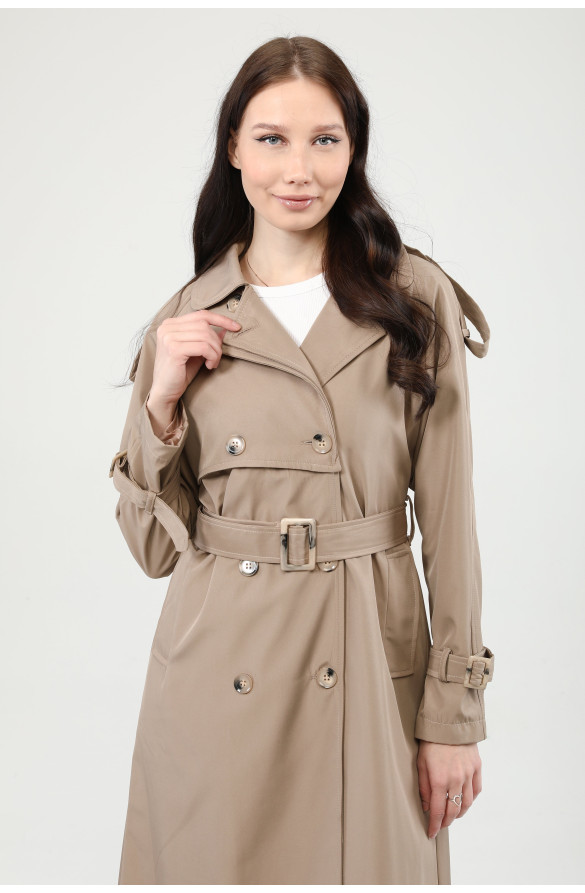 Jamila Reglan Kol Mevsimlik Astarlı Uzun Trençkot - VİZON