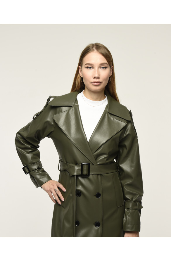 DERİ TRENÇKOT-HAKİ