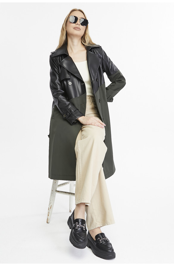 Derili Kadın Trençkot  - Haki