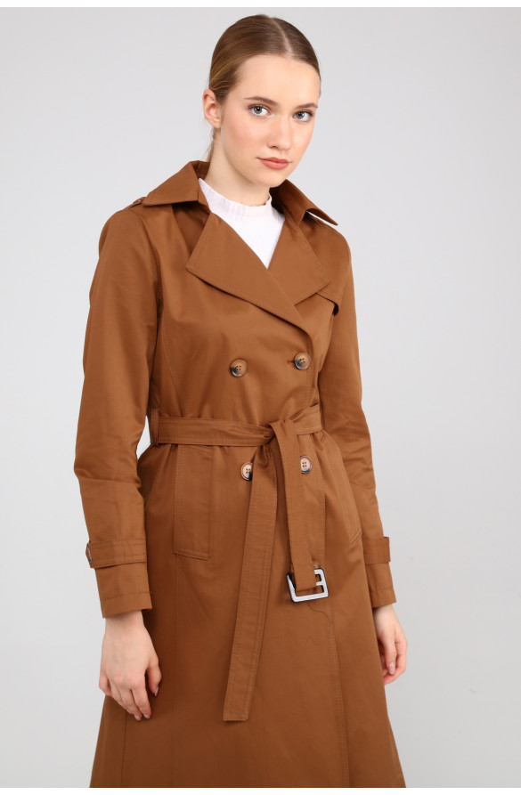 KADIN YAZLIK ORTA BOY ASTARSIZ TRENÇKOT- TABA