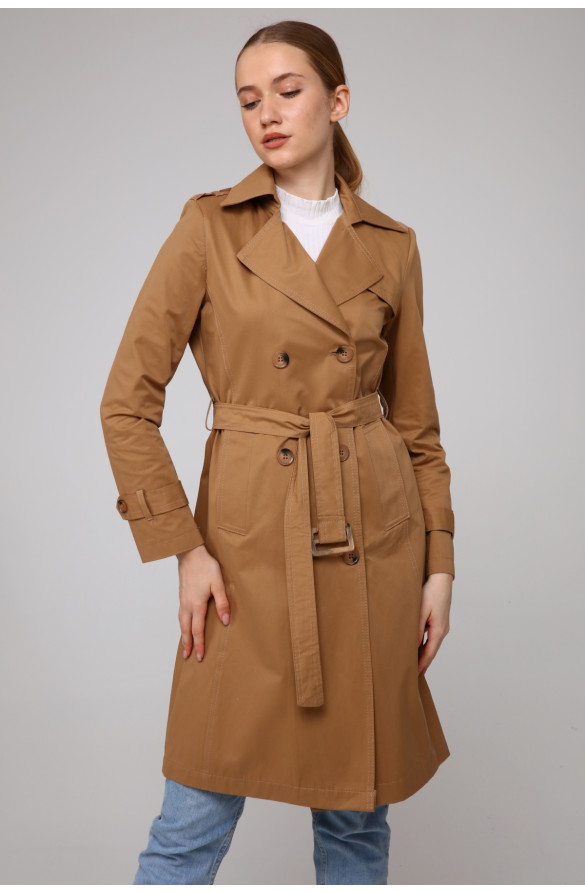 KADIN YAZLIK ORTA BOY ASTARSIZ TRENÇKOT- KAMEL