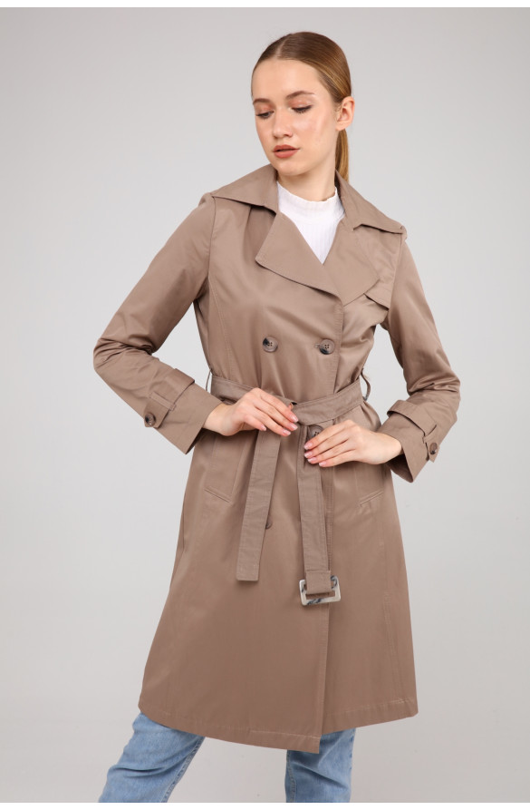 KADIN YAZLIK ORTA BOY ASTARSIZ TRENÇKOT- VİZON