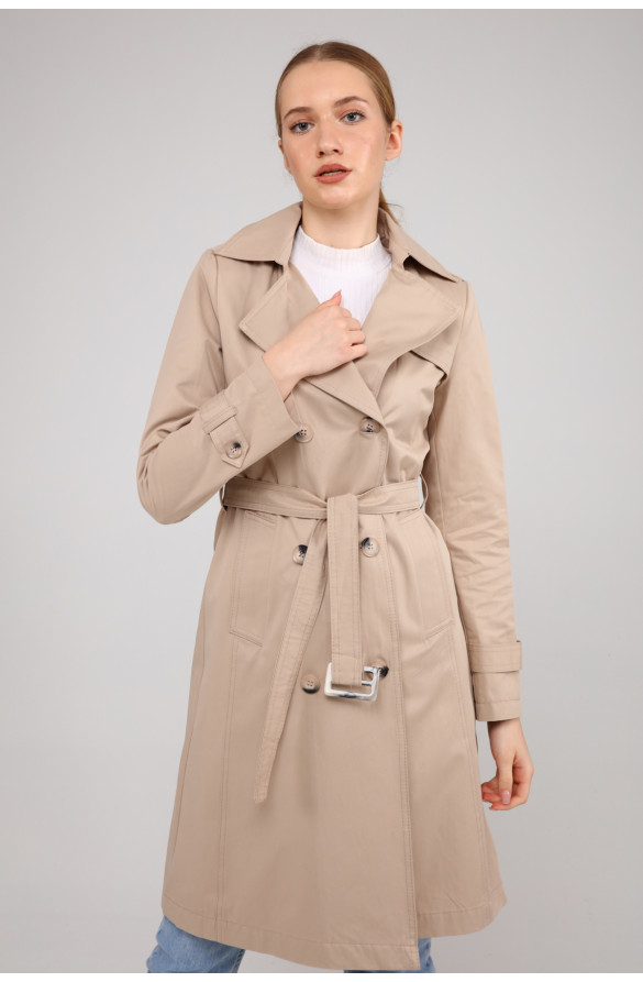 KADIN YAZLIK ORTA BOY ASTARSIZ TRENÇKOT- BEJ