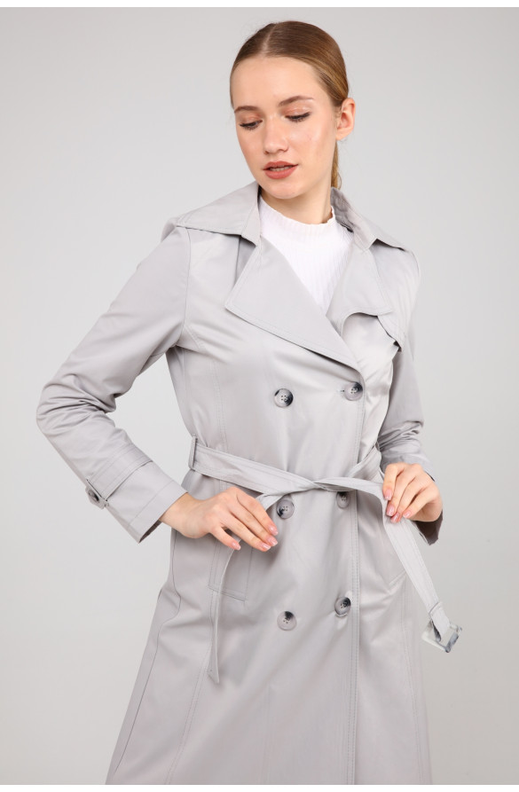 KADIN YAZLIK ORTA BOY ASTARSIZ TRENÇKOT- GRİ