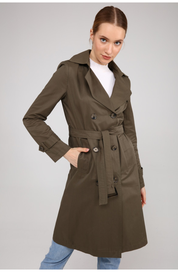 KADIN YAZLIK ORTA BOY ASTARSIZ TRENÇKOT- HAKİ