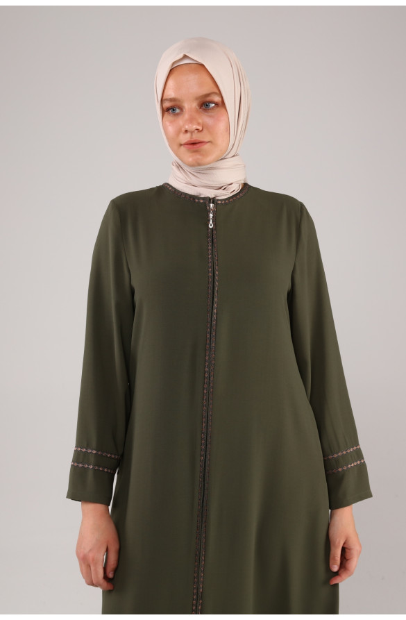 JAMİLA NAKIŞLI YAZLIK KETEN FERACE - HAKİ