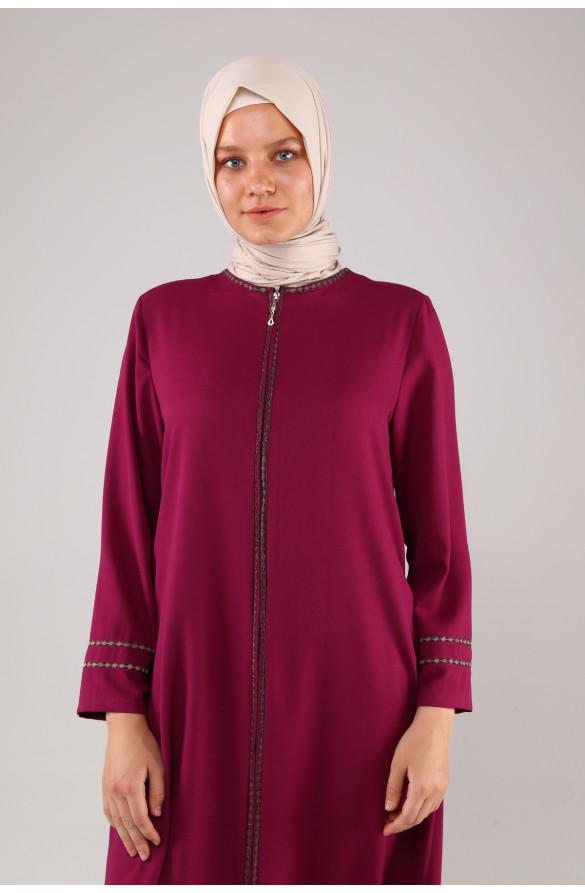 JAMİLA NAKIŞLI YAZLIK KETEN FERACE - MOR