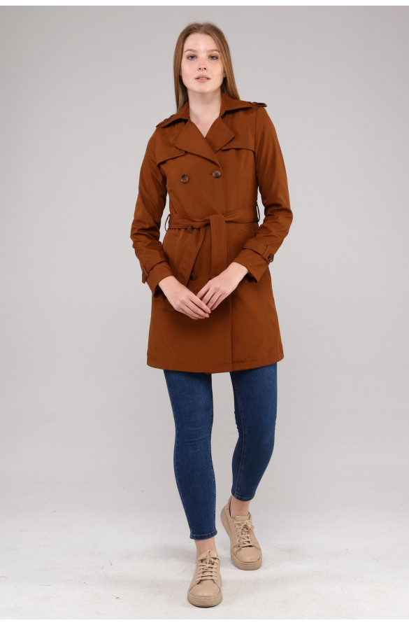 Jamila Mevsimlik İç Astarlı Kadın Trençkot - TABA
