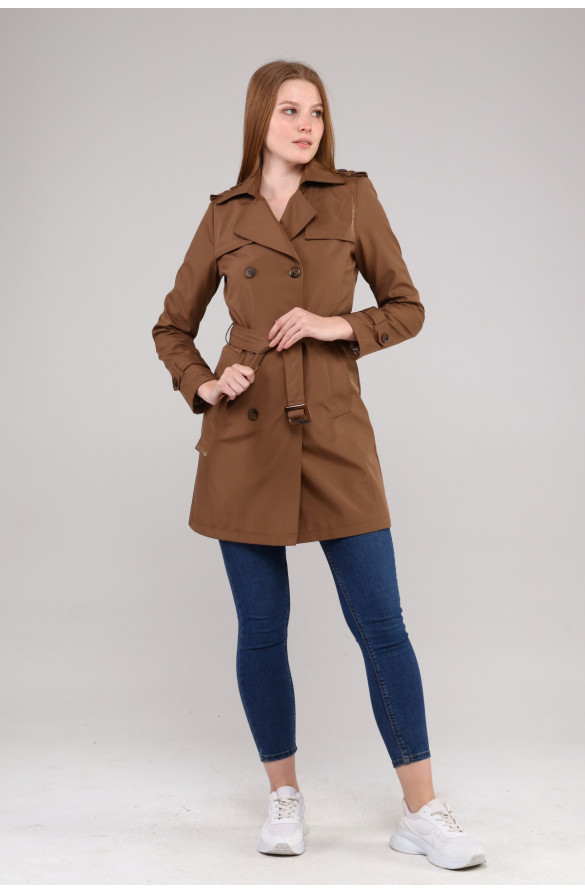 Jamila Mevsimlik İç Astarlı Kadın Trençkot - SÜTLÜ KAHVE