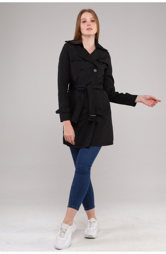 Jamila Mevsimlik İç Astarlı Kadın Trençkot - SİYAH