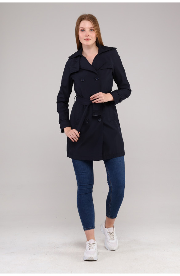 Jamila Mevsimlik İç Astarlı Kadın Trençkot - LACİVERT