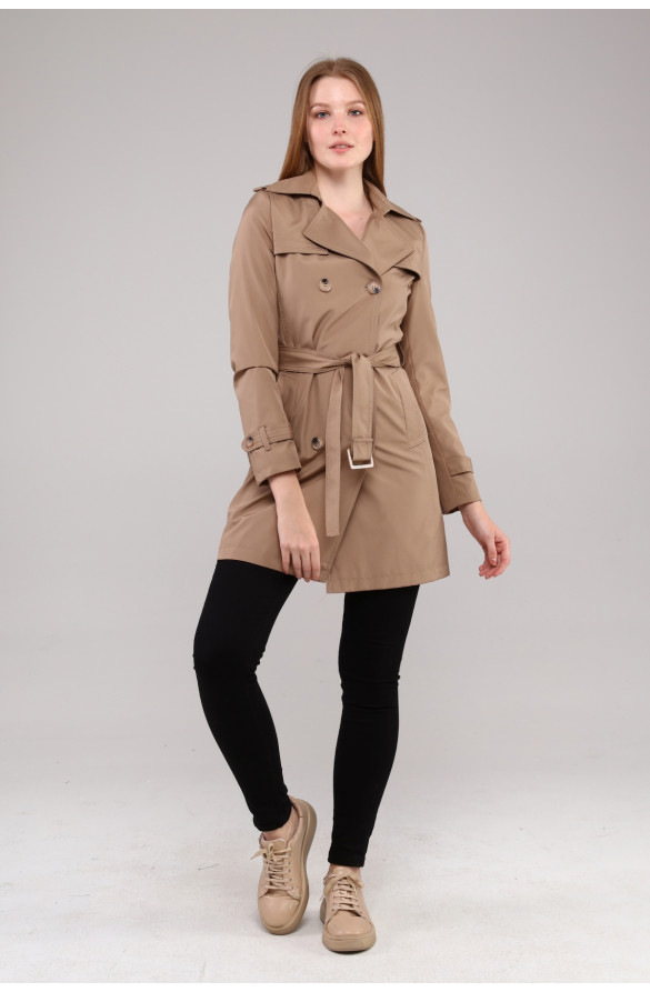 Jamila Mevsimlik İç Astarlı Kadın Trençkot - VİZON