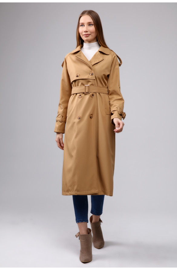 Jamila Reglan Kol Mevsimlik Astarlı Uzun Trençkot - KAMEL
