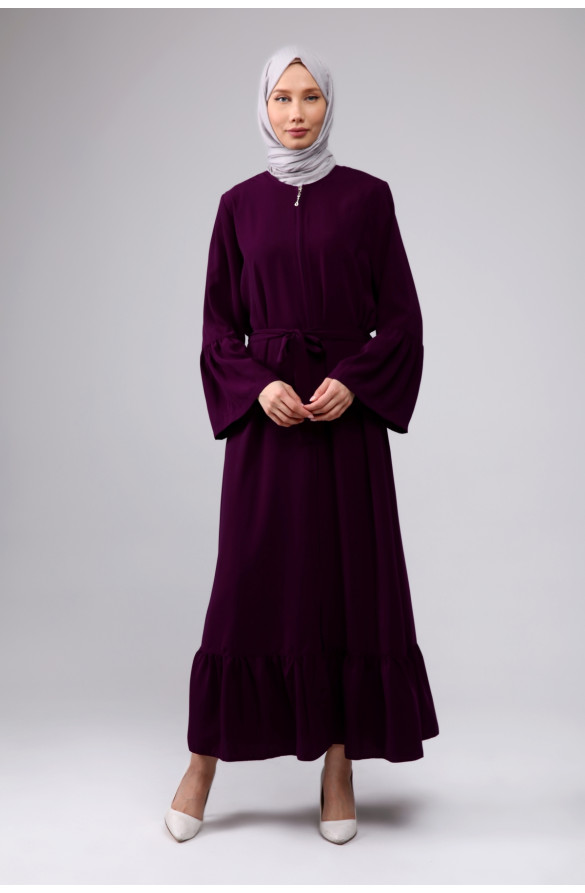 JAMİLA FIRFIR DETAYLI FERMUARLI YAZLIK FERACE - MÜRDÜM