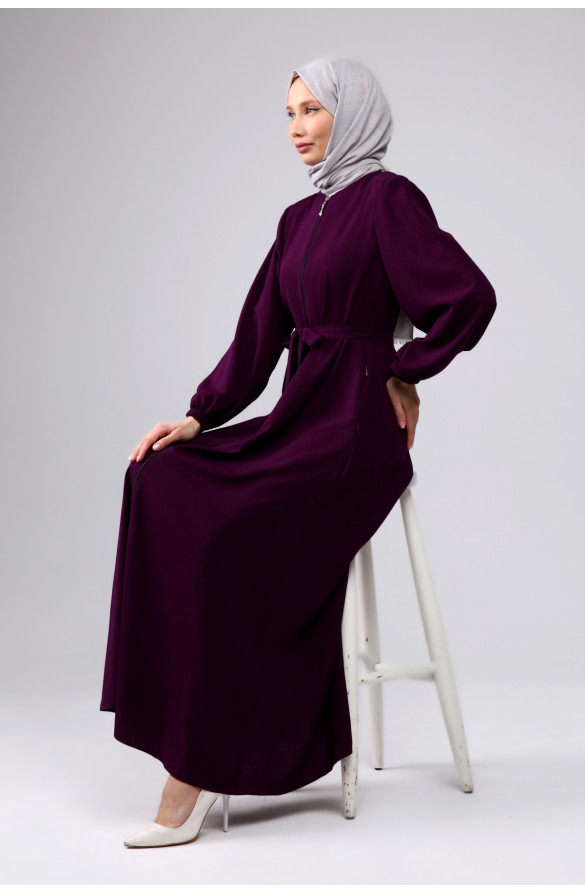 BALON KOLLU MEDİNE İPEĞİ KADIN FERACE - MÜRDÜM