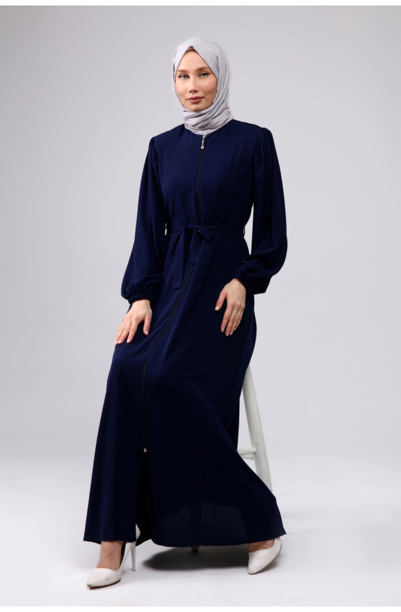 BALON KOLLU MEDİNE İPEĞİ KADIN FERACE - LACİVERT