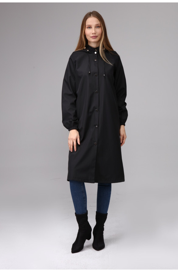 Kadın Spor Kapüşonlu Trençkot - SİYAH