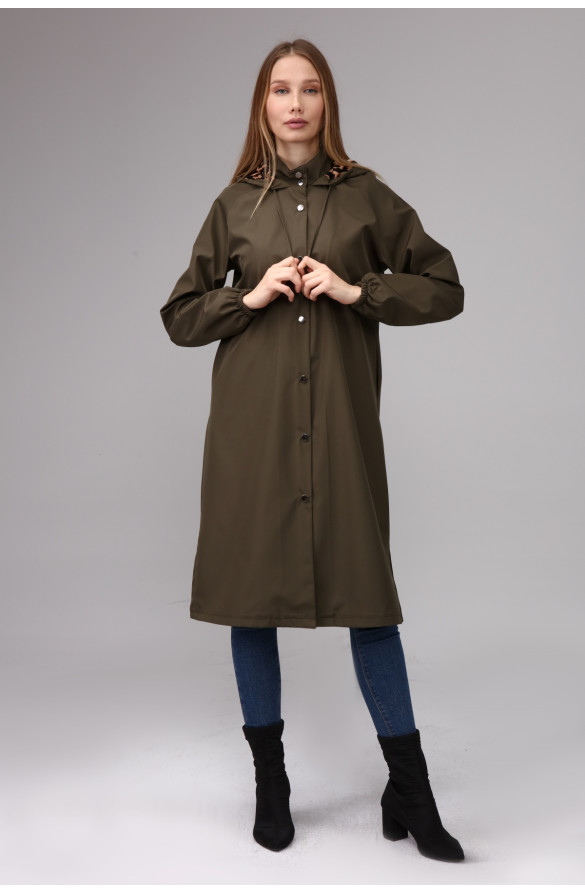 Kadın Spor Kapüşonlu Trençkot - HAKİ