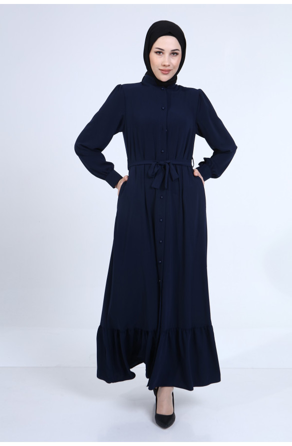 1.KALİTE MEDİNE İPEĞİ YAZLIK DÜĞMELİ FERACE - LACİVERT