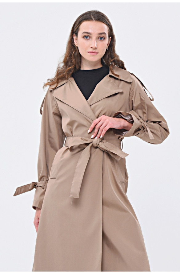 JAMİLA TEK DÜĞMELİ REGLAN KOL UZUN MEVSİMLİK ASTARLI TRENÇKOT - VİZON