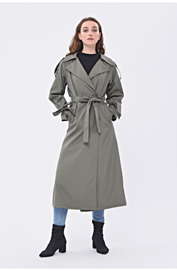 JAMİLA TEK DÜĞMELİ REGLAN KOL UZUN MEVSİMLİK ASTARLI TRENÇKOT - RETRO
