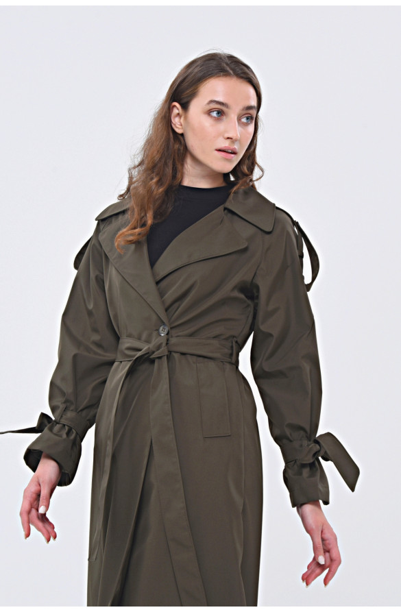 JAMİLA TEK DÜĞMELİ REGLAN KOL UZUN MEVSİMLİK ASTARLI TRENÇKOT - HÂKÎ