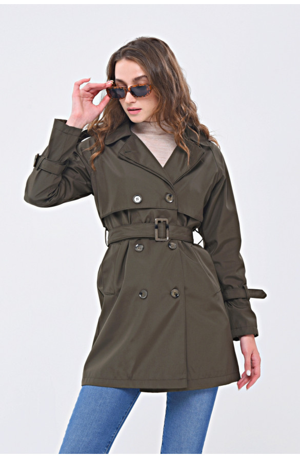 REGLAN KOL MEVSİMLİK ASTARLI KADIN TRENÇKOT/KAP - HAKİ