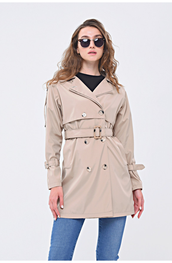 REGLAN KOL MEVSİMLİK ASTARLI KADIN TRENÇKOT/KAP - BEJ