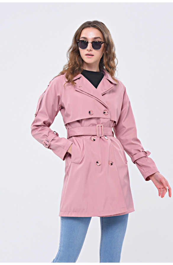 REGLAN KOL MEVSİMLİK ASTARLI KADIN TRENÇKOT/KAP - GÜL KURSU