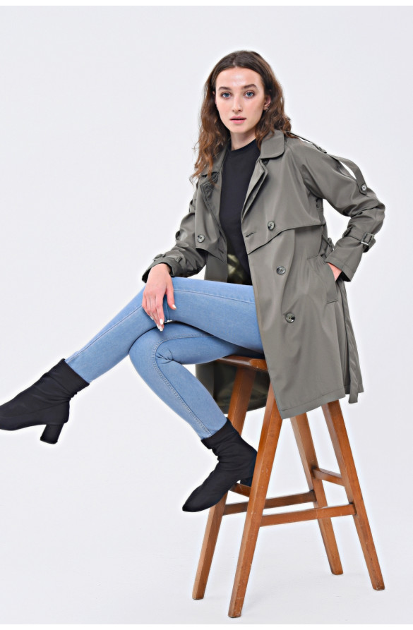 REGLAN KOL MEVSİMLİK ASTARLI KADIN TRENÇKOT/KAP - RETRO